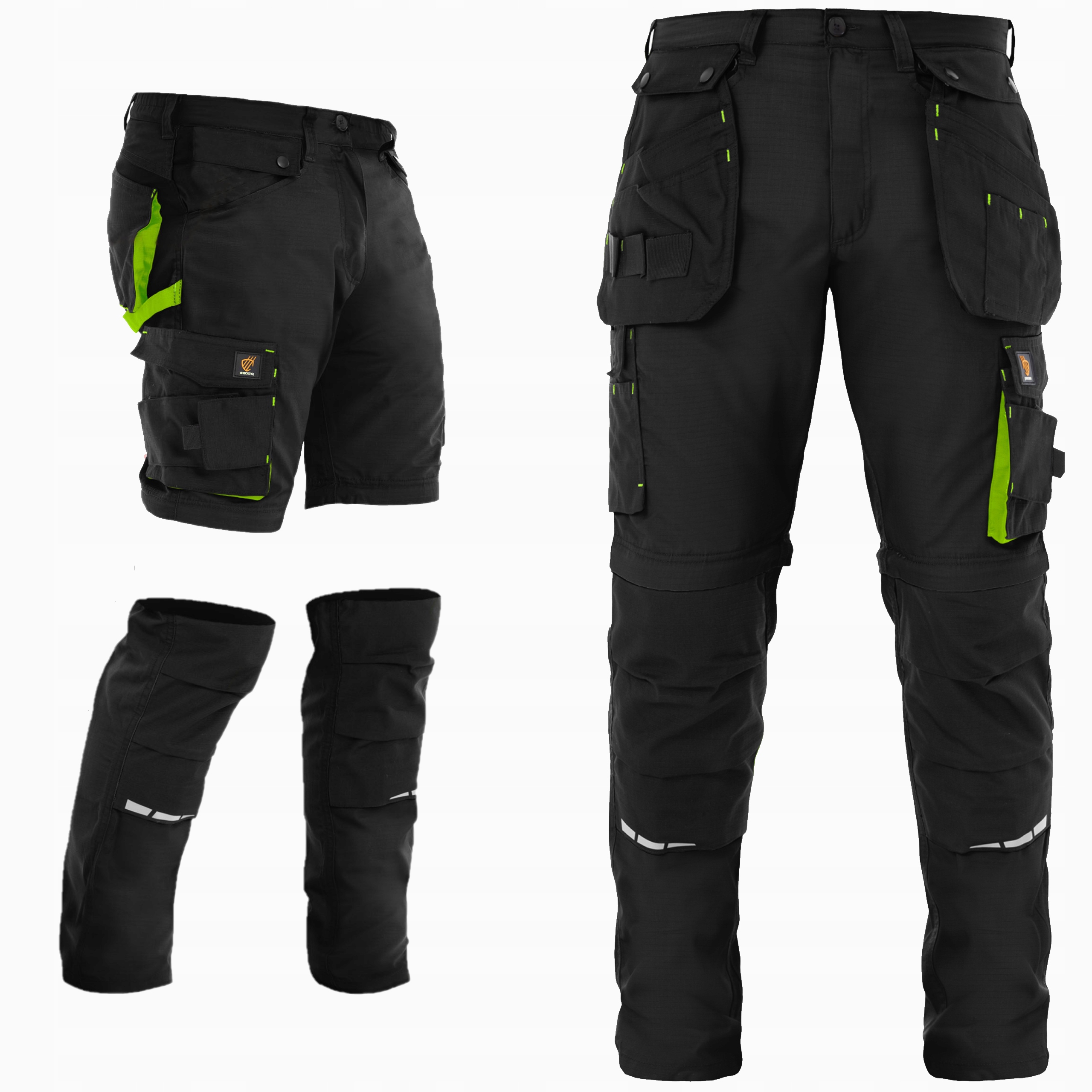PRACOVNÉ NOHAVICE 2 V 1 ZEUS BLACK RIP STOP CARGO PANTS 52